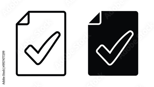 Check mark icons on documents for approval and confirmation