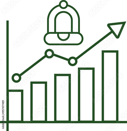 A green line graph and bar chart showing upward growth with a lock icon representing security.