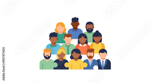 Diverse Group of Multi-Ethnic People Avatars & Icons - Community, Teamwork, and Global Business Concept