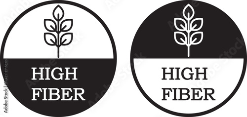 High fiber icon set. symbolizing dietary fiber for digestion and wellness. Fibre icon in flat style. Basic vector symbol illustration. plant leaf and waves. food packaging sign
