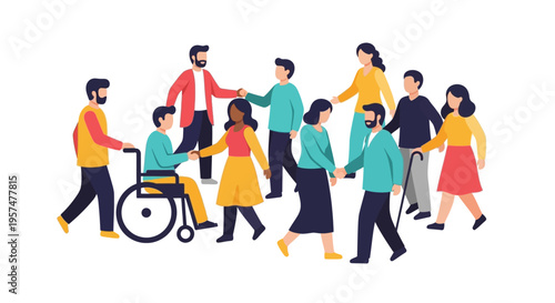 Diverse and Inclusive Community Group Handshake. People of Different Ages, Abilities, and Backgrounds Demonstrating Unity, Support, and Teamwork.