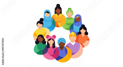 Global Sisterhood: Diverse Women United in Community Illustration