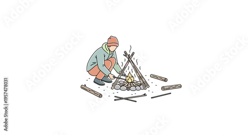 Man working on metal wire object.