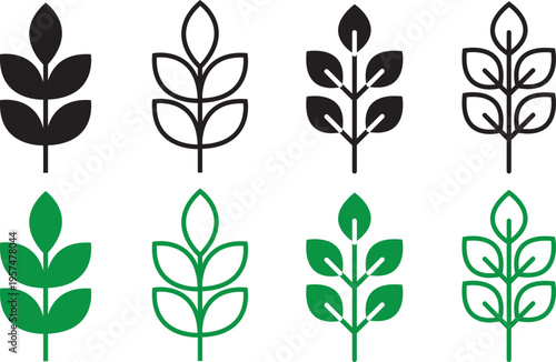 High fiber icon set. symbolizing dietary fiber for digestion and wellness. Fibre icon in flat style. Basic vector symbol illustration. plant leaf and waves. food packaging sign