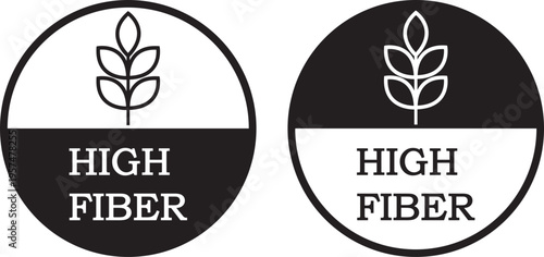 High fiber icon set. symbolizing dietary fiber for digestion and wellness. Fibre icon in flat style. Basic vector symbol illustration. plant leaf and waves. food packaging sign