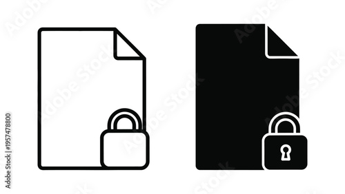 Document security icons with padlocks for protection and privacy