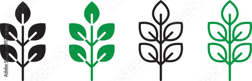 High fiber icon set. symbolizing dietary fiber for digestion and wellness. Fibre icon in flat style. Basic vector symbol illustration. plant leaf and waves. food packaging sign. Simple line vector 