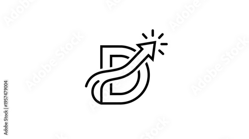 Abstract Letter D Logo with Arrow for Growth and Success