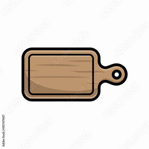 Wooden cutting board vector illustration wood kitchen cooking flat design simple