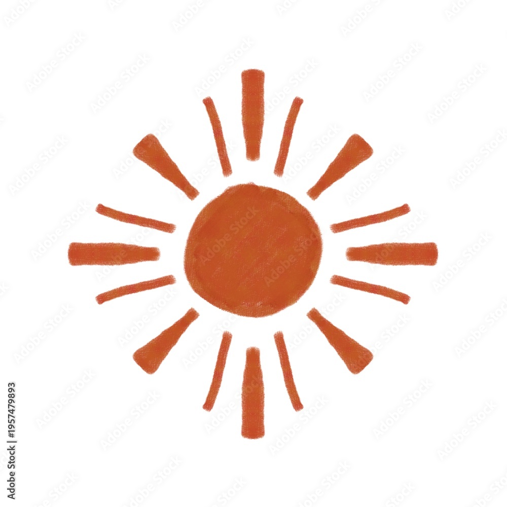Obraz premium Simple Terracotta Pastel Sun Illustration on White Background