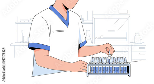 Scientist working with test tubes in a laboratory, medical research, science experiment