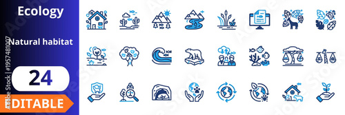 Solar home energy flat icons set. solar panel, eco house, renewable energy, battery storage, smart home, electric car, green technology, power system