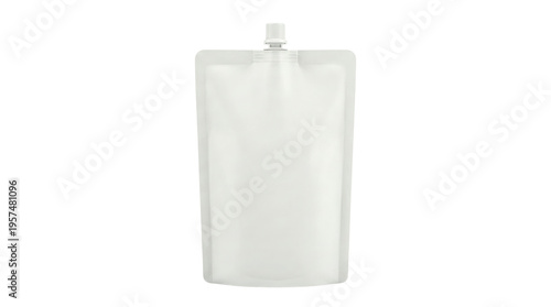 Photography Blank white flexible pouch with screw cap on transparent background