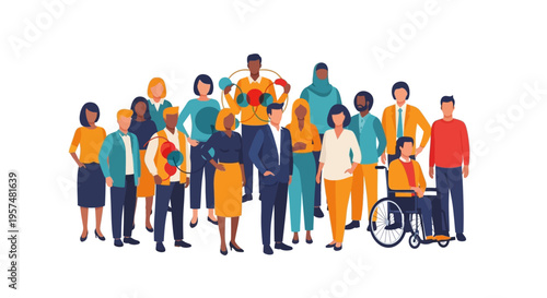 Diverse Global Business Team Illustrates Collaboration, Networking, and Inclusion in a Modern Professional Setting