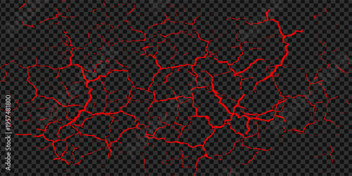 Ground cracks, breaks on land surface from earthquake isolated on transparent background. Vector realistic set of fissure in ground, crevices from disaster or drought, black fractures top view
