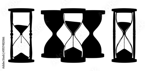 Hourglass set with simple silhouette design featuring time tracking, productivity, deadlines with minimalism and classic illustration