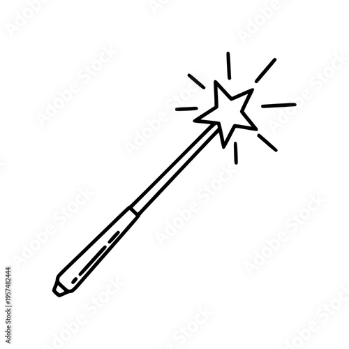 A magic wand with a star on the end Vector, illustration