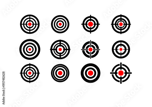 Target and Bullseye Icon Set - Goal Achievement and Focus Vector Illustrations