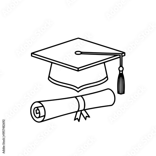 A graduation cap and diploma Vector, illustration