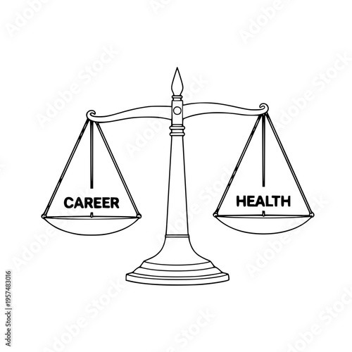 A scale with career and health on each side Vector, illustration