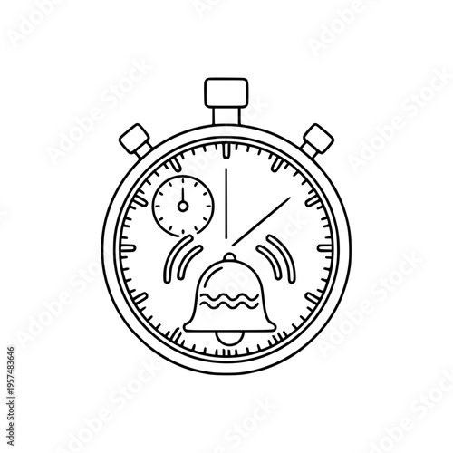 A stopwatch with a bell on its face Vector, illustration