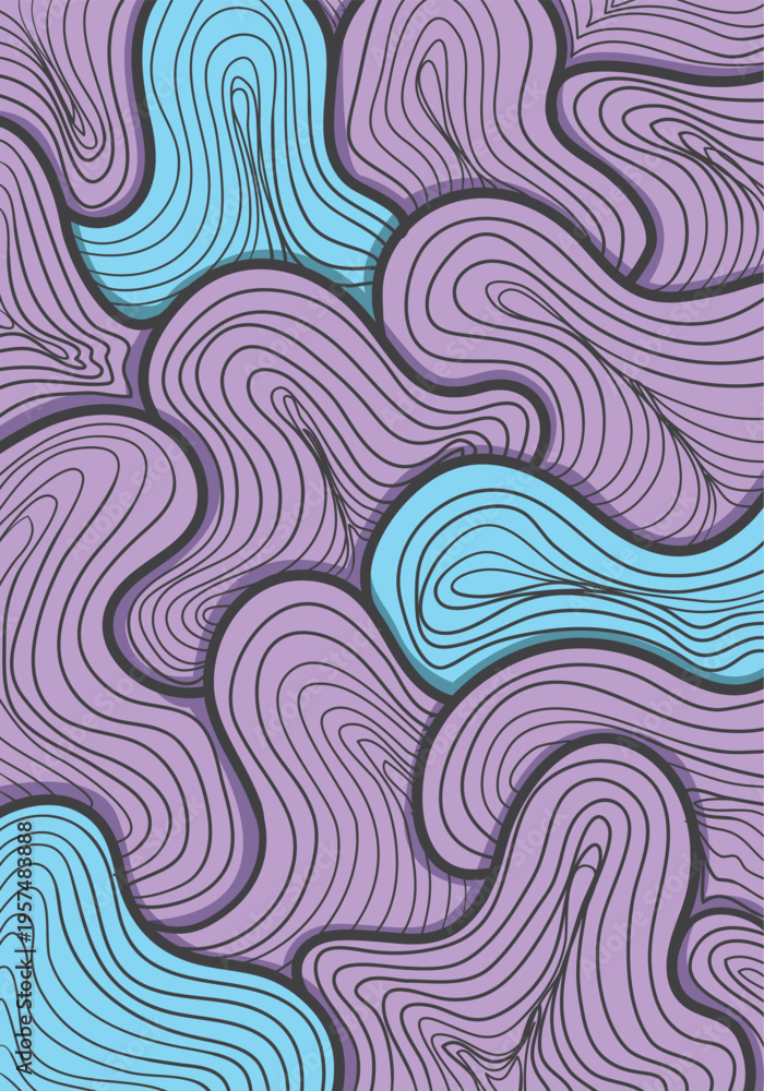 Fototapeta premium Background abstract wavy blue and purple hues form elegant patterns, ideal for sophisticated backgrounds in designs or presentations. Suitable for modern digital projects.