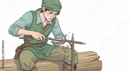 Wallpaper Mural Man working with sharp metal tool. Torontodigital.ca