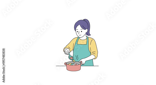 Wallpaper Mural Woman wearing green apron cooking. Torontodigital.ca