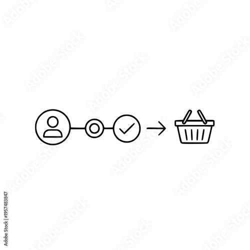 A person's profile being verified before adding to shopping cart Vector, illustration
