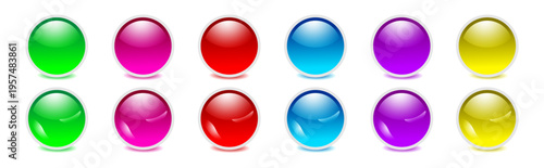 Glossy Colorful Button Icon Set