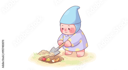 Wallpaper Mural Cute cartoon character digging earth. Torontodigital.ca