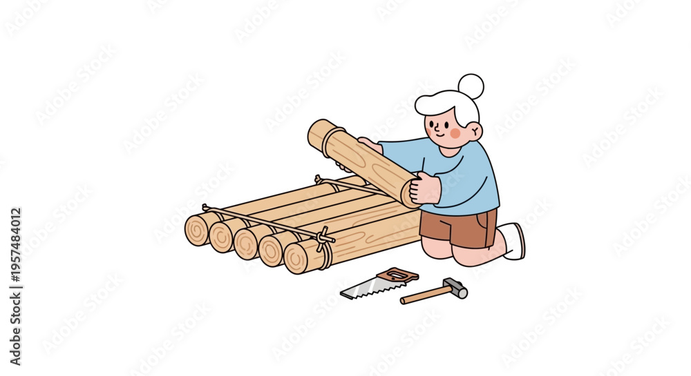custom made wallpaper toronto digitalElderly man building with wooden logs.