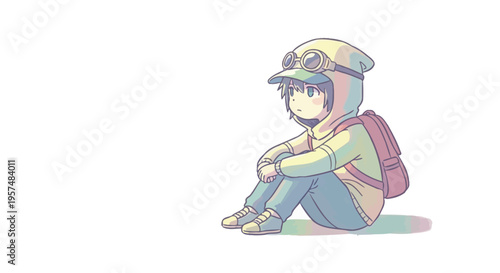 Wallpaper Mural Sad child sitting on ground alone. Torontodigital.ca