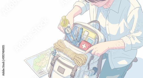 Wallpaper Mural Man packing clothes in luggage quickly. Torontodigital.ca