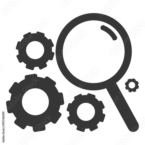 Cuadro en lienzo Cogwheels magnifier icon