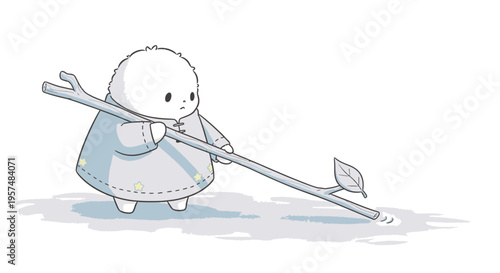 Wallpaper Mural Cartoon character holding large rake tool. Torontodigital.ca