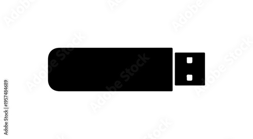 Silhouette of a usb flash drive on a white background