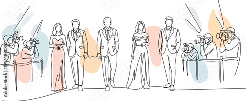 people in formal wear standing in a line