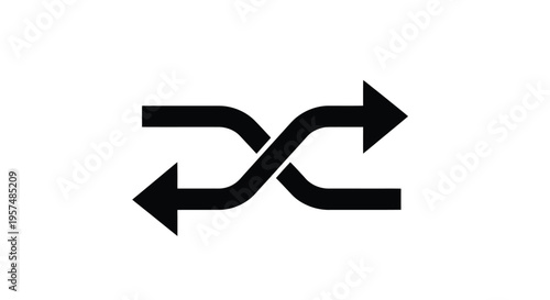 Black arrows forming an abstract intertwined exchange symbol