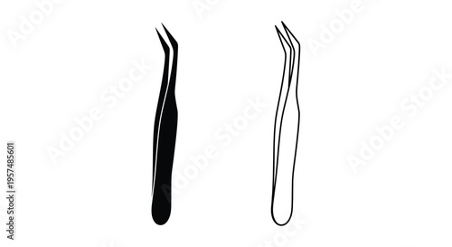 Black and white illustration of two pairs of cosmetic tweezers