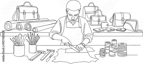 man working in workshop with tools