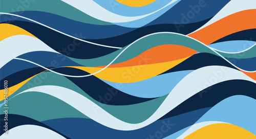 Abstract Wavy Pattern with Dynamic Colorful Flowing Lines.