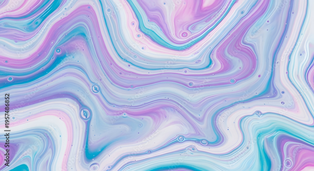 Obraz premium Pastel swirling liquid pattern with pink blue and white hues