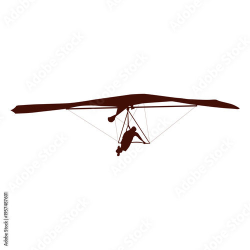 Hang gliding flight right turn silhouette