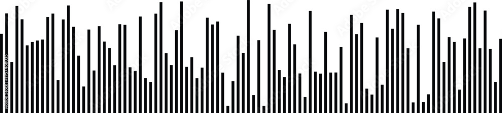 Obraz premium Abstract visualization of black vertical bars representing data frequency and digital patterns