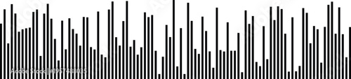 Abstract visualization of black vertical bars representing data frequency and digital patterns