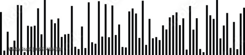 A minimalist black and white vertical bar chart representing abstract data visualization