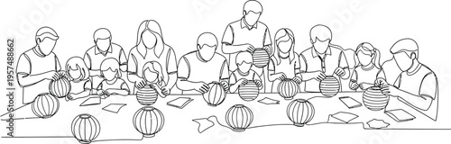 people sitting around table, illustration