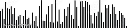 A visual representation of an abstract black and white vertical bar chart design