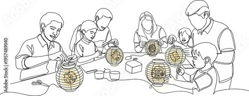 family baking cookies together at home